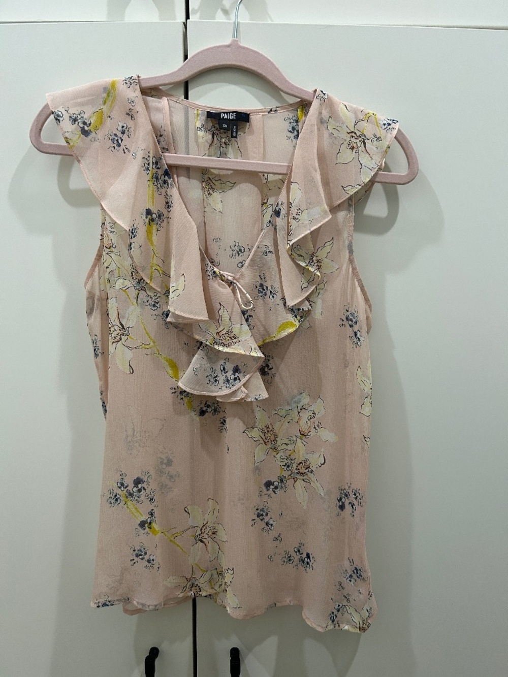 Paige Alma Silk Sleeveless top with Ruffles size XS